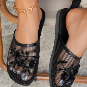 Elegant Black Mesh Women's Shoes
